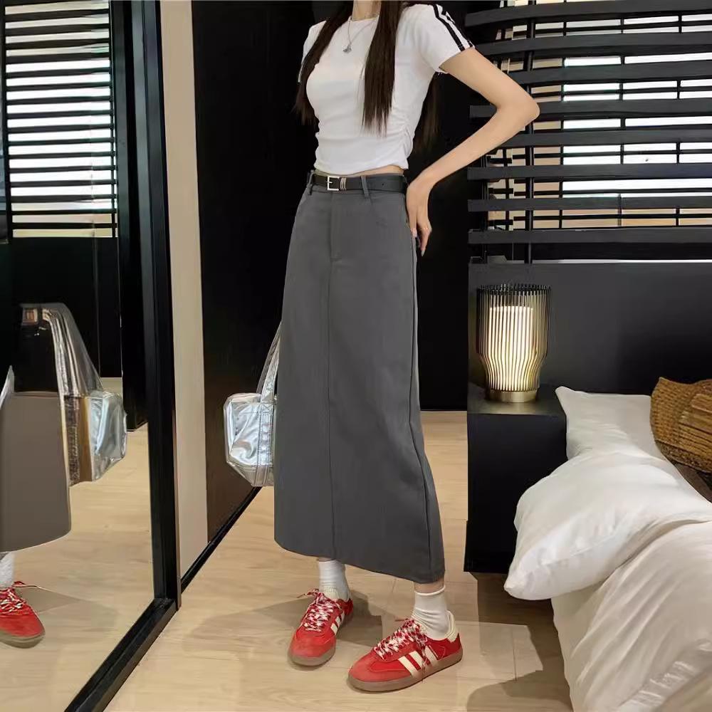 2024 Sommer Schlankmachender High-Waist A-Linien Midi-Rock mit Rückenschlitz