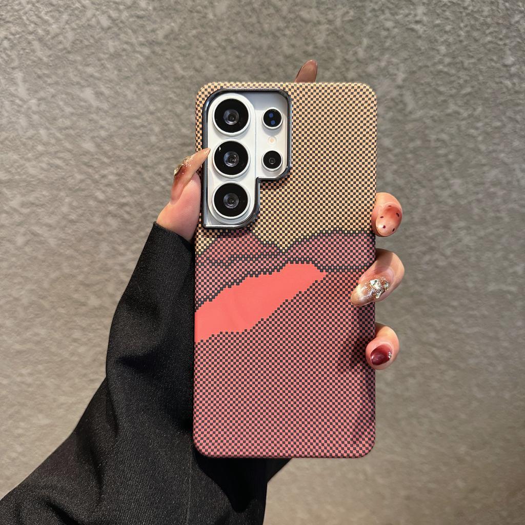 For Samsung Galaxy S26 S25 S24 S23 Ultra Plus Carbon Fiber Texture Case For Magsafe Wireless Charging Alloy Lens PC Points Cover