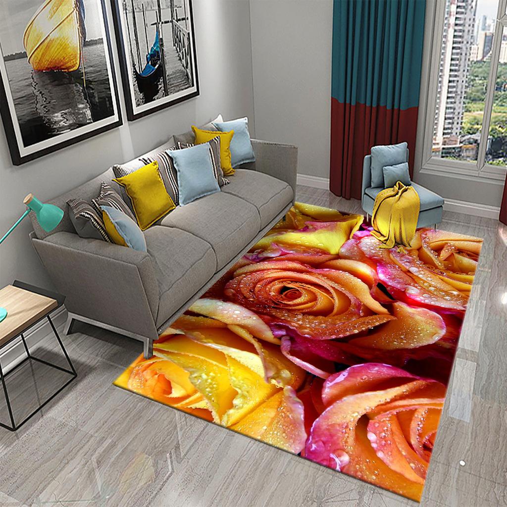 3D Rose Flower Carpet for Living Room Large Area Rug Bedroom Decor Mat Hallway Doormat Entrance Mat Decor Bathroom Non-slip Rugs