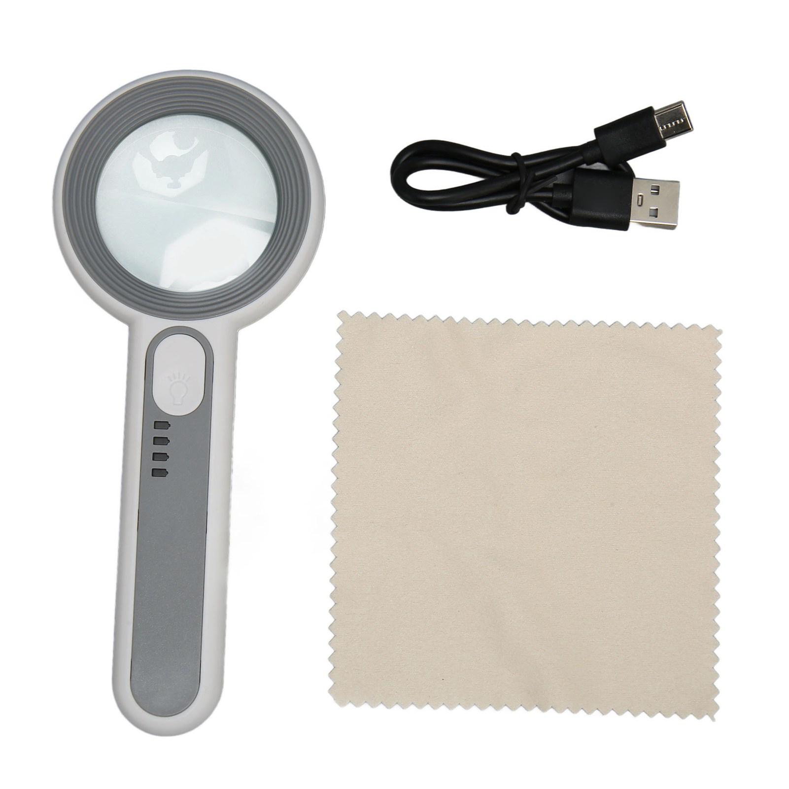 

Handheld Magnifying Glass 5x Rechargeable Touch Control LED Light Handheld Magnifier