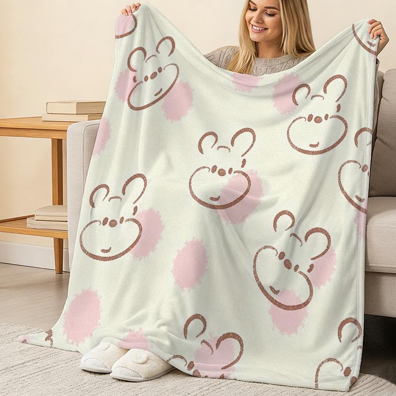 Cute Dog High-Density Flannel Fleece Blanket Soft, Skin-Friendly & Warm Cozy Throw for Home, Couch Napping, Christmas, Halloween