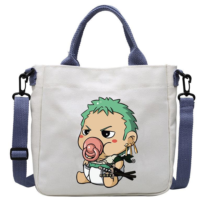 One Piece Canvas Bags Luffy Cartoon Anime Figures Print Shoulder Bag Outdoor Large Capacity Trendy Crossbody Handbag Gifts Poseable Articulated Scale