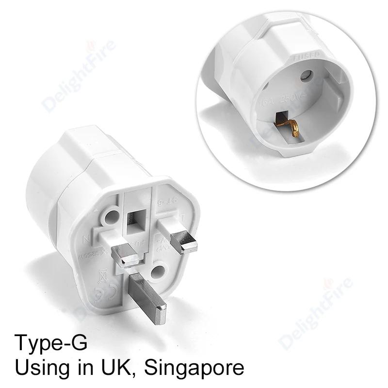 Universal Copper Korea Germany Russia EU To UK Power Adapter European To British Singapore Malaysia Converter Type G Fused Plug