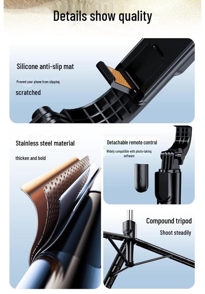 Universal Bluetooth Selfie Stick & Stabilizer: Anti-Shake Tripod Holder for Mobile Phones and Live Streaming