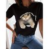 Summer Cute Kitten T-Shirts Kawaii Cat 3D Print Women's Round-Neck Short Sleeve T Shirt Harajuku Tees Y2k Tops Female Clothing