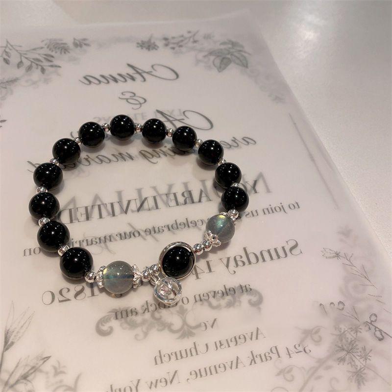 Exquisite Black  Beaded Bracelet For Women Ins Style Trendy Cool Bracelet  Simple Jewelry Party Gift