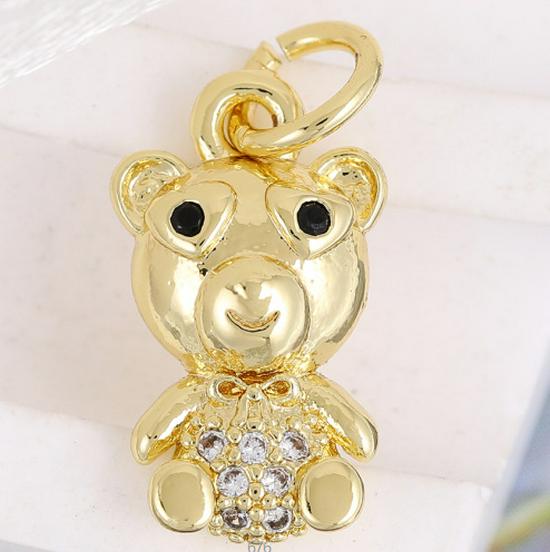 Women's Gold-Plated Bear Necklace with Zircon and Titanium Steel Clavicle Chain