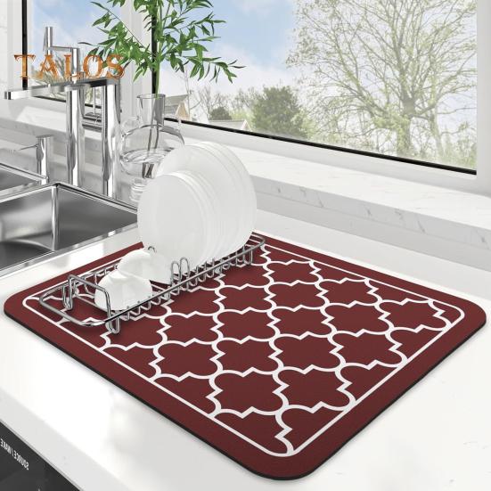 Tapis de séchage de vaisselle, grand tapis absorbant et drainant pour comptoir de cuisine, tapis de salle de bain multifonctionnel pour café