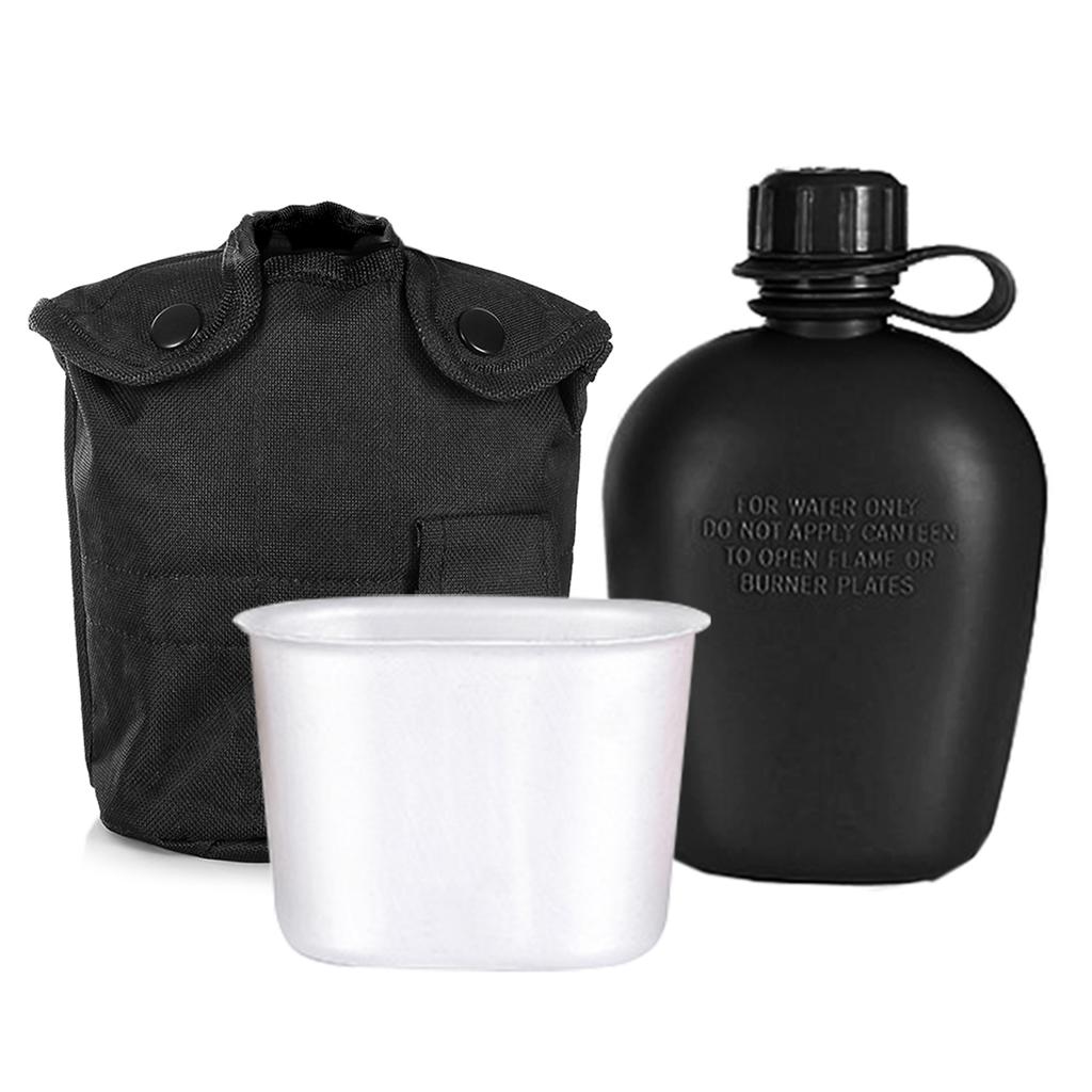 3 Piece Canteen Kit with Aluminum Cup and Cover for Outdoor Camping Hiking Backpacking Survival