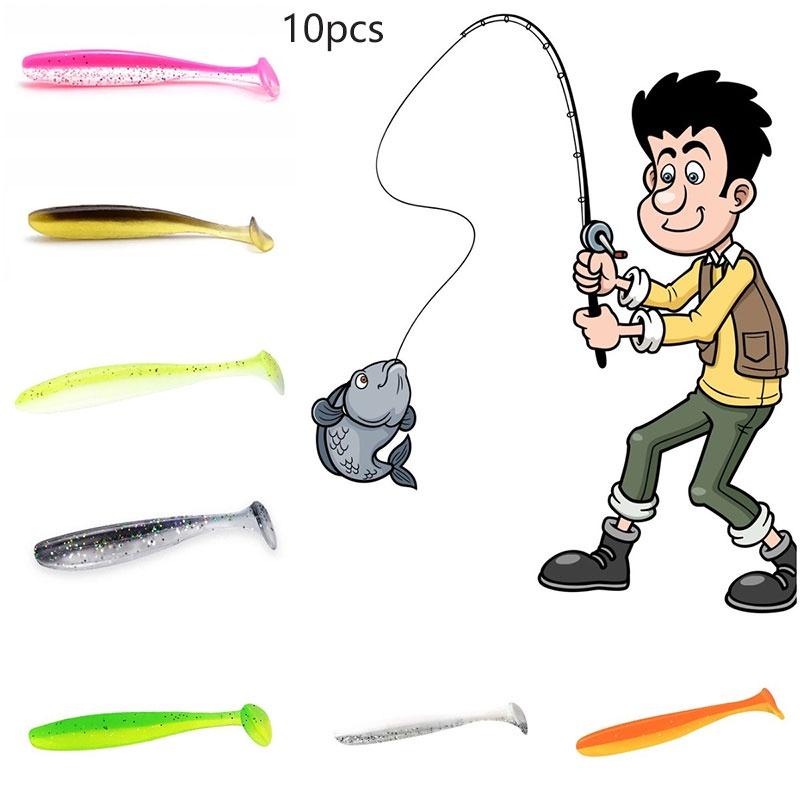 Fishing 10pcs Ttail Soft Lure Grouper Snapper Snakehead Perch Bait Longcasting