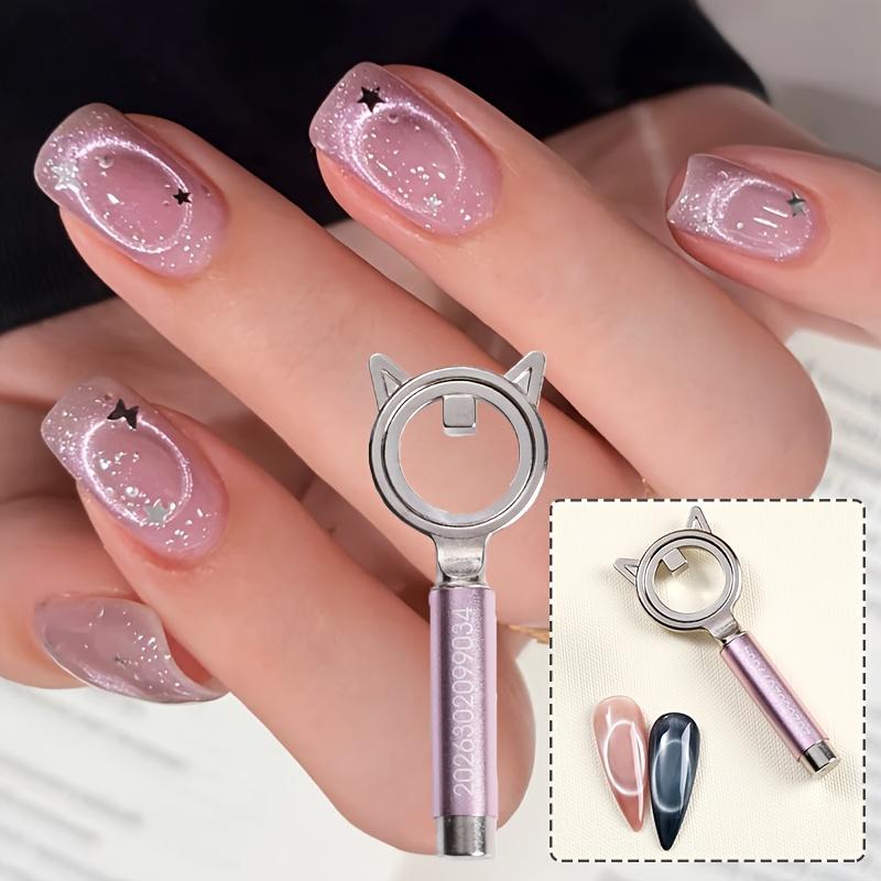 Strumento Magnetico per Unghie Cat Eye Potente Multifunzionale a Forma di Orecchio di Gatto Bastoncino Magnetico Circolare per Nail Art Manicure Smalto Gel