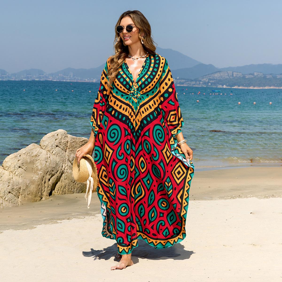 Strandkaftane für Damen Schmetterlingsdruck Übergrößen Überwürfe für Bademode Maxikleider Sommerurlaub Badeanzüge One Size