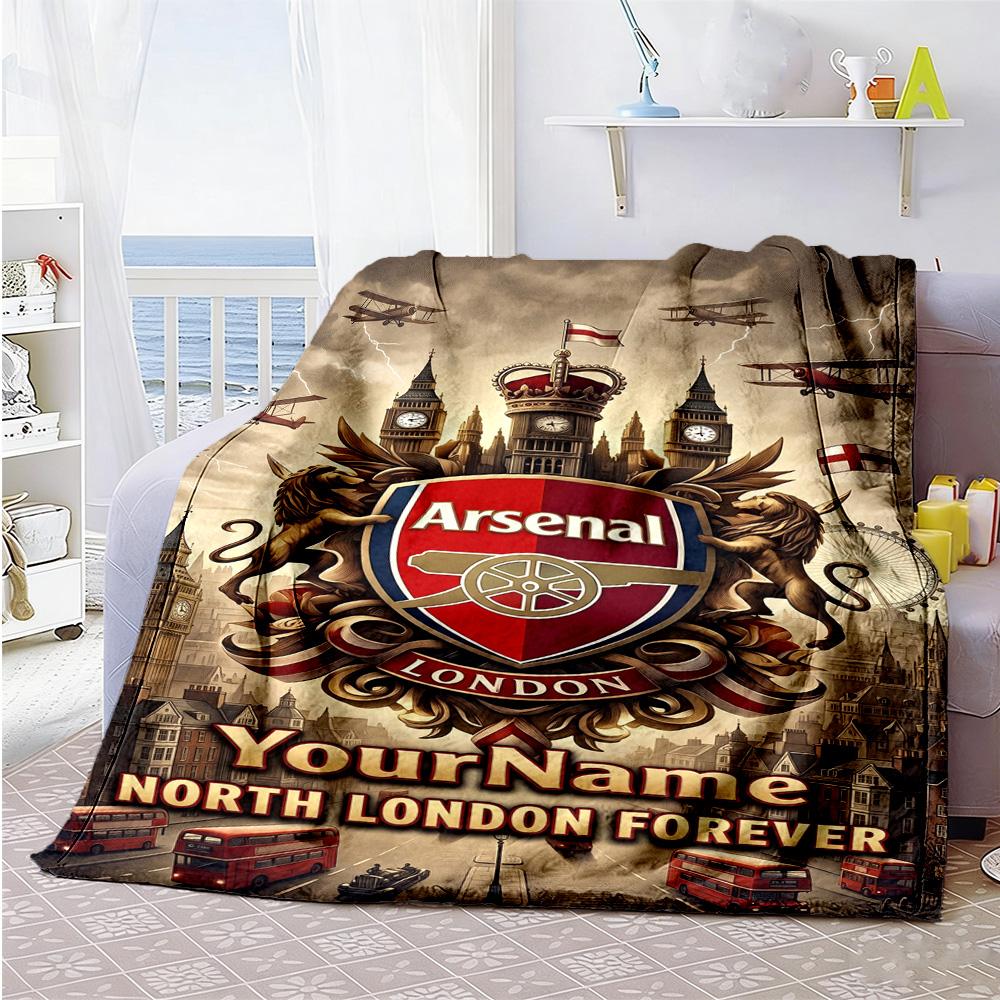 Arsenal Personalized Text Blanket Gift Customizable Blanket Warmthful Decor Great for Office Chair Seaside Picnics Couch Ideal for All Seasons