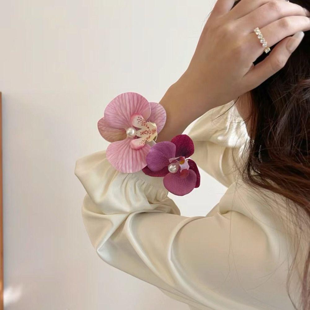 Cloth Orchid Flower Hairpin Pearl Girl Hair Clip Cute Flower Hair Clip  Women