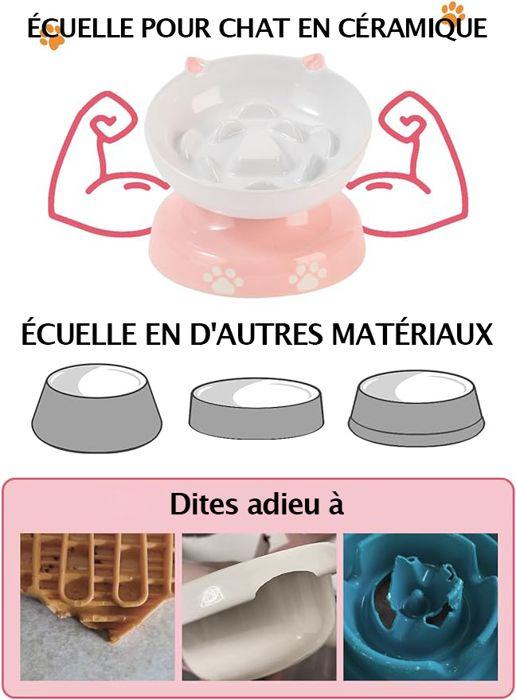Gamelle surélevée - Y YHY - Slow Feeder - Céramique - Rose et blanc - Pour chien et chat