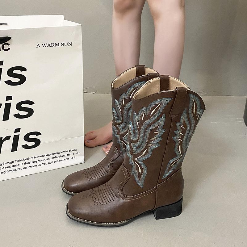 

Western Cowboy Boots Embroidered Knight Boots Medium Boots Martin Boots Chelsea Boots Long Boots Children s 2025 New 40