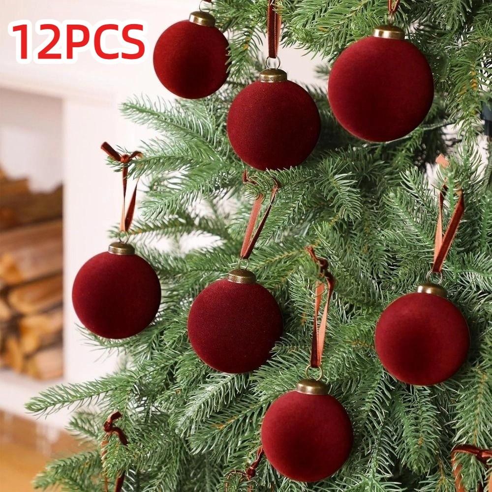 12Pcs Shiny Christmas Decoration Pendant 3/5/6/8cm Xmas Tree Hanging Pendants  Baby Shower Decor