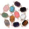 2pcs Natural Stone Pendant Quartz Lapis Chalcedony Amethysts Tiger Eye Stone Connector Charm For Making Necklace Bracelet
