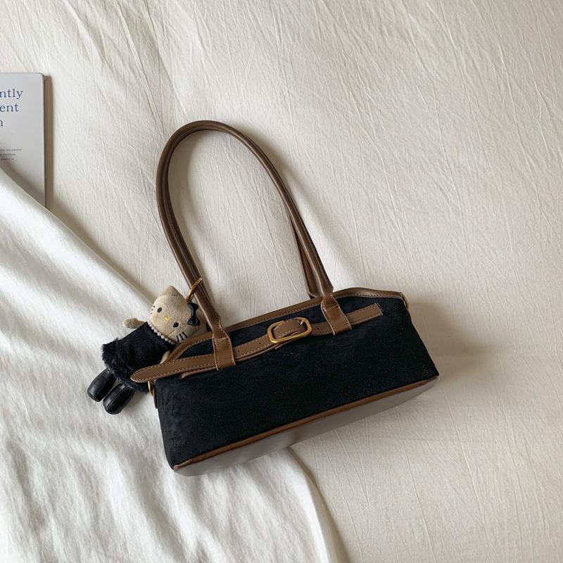 Korean version of retro niche suede underarm bag women's 2025 autumn foreign style casual work commuting shoulder handbag