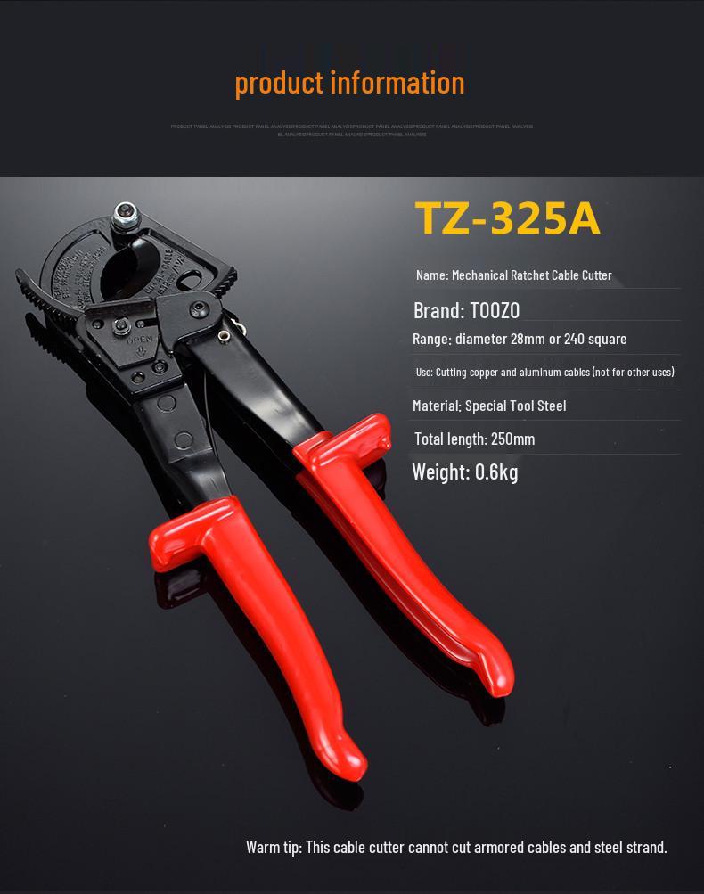 HS-325A Ratchet Cable Cutter for Steel Wire Rope