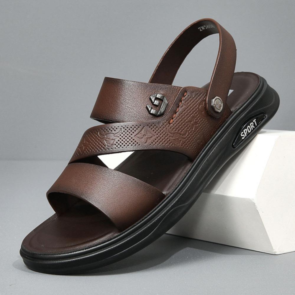 

Mens Leather Sandals Slip Resistant Beach Driving Shoes for Dad Casual Outdoor Walking 42 коричневий