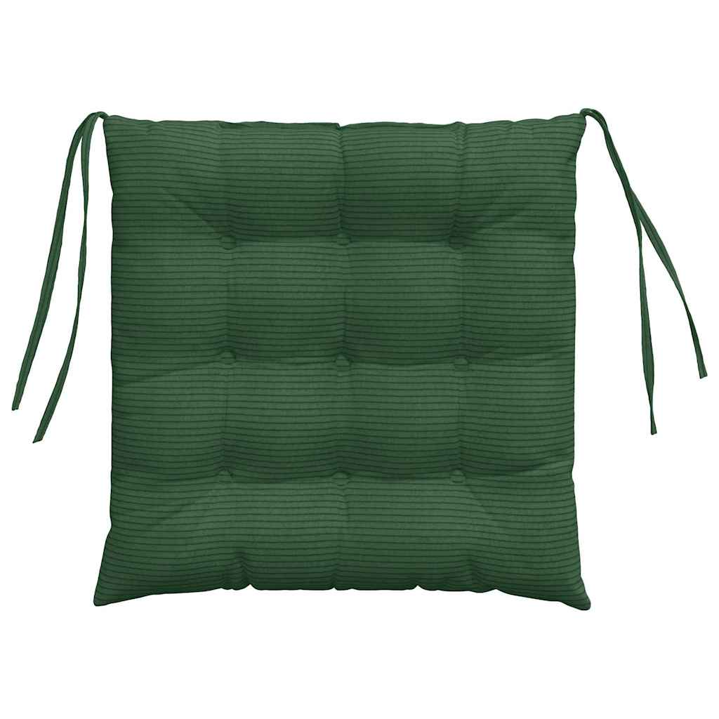 Seat Cushion Set 4 Pcs Dark Green 40 X 40 X 6 Cm Cord Fabric
