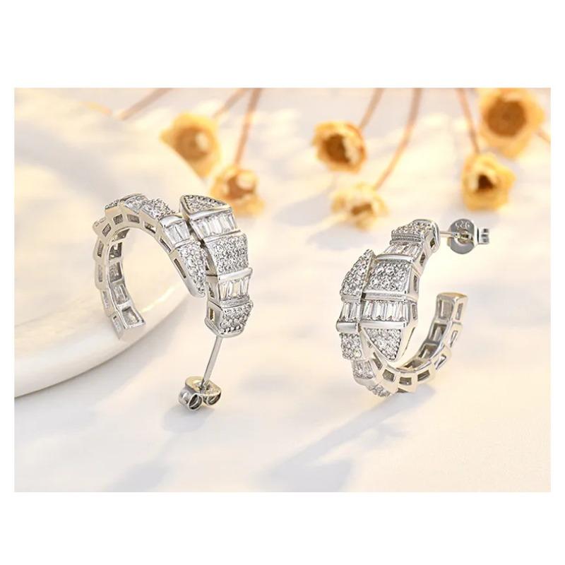Snake Shape Zircon Stud Earrings Personalized Niche Luxury Jewelry For Women