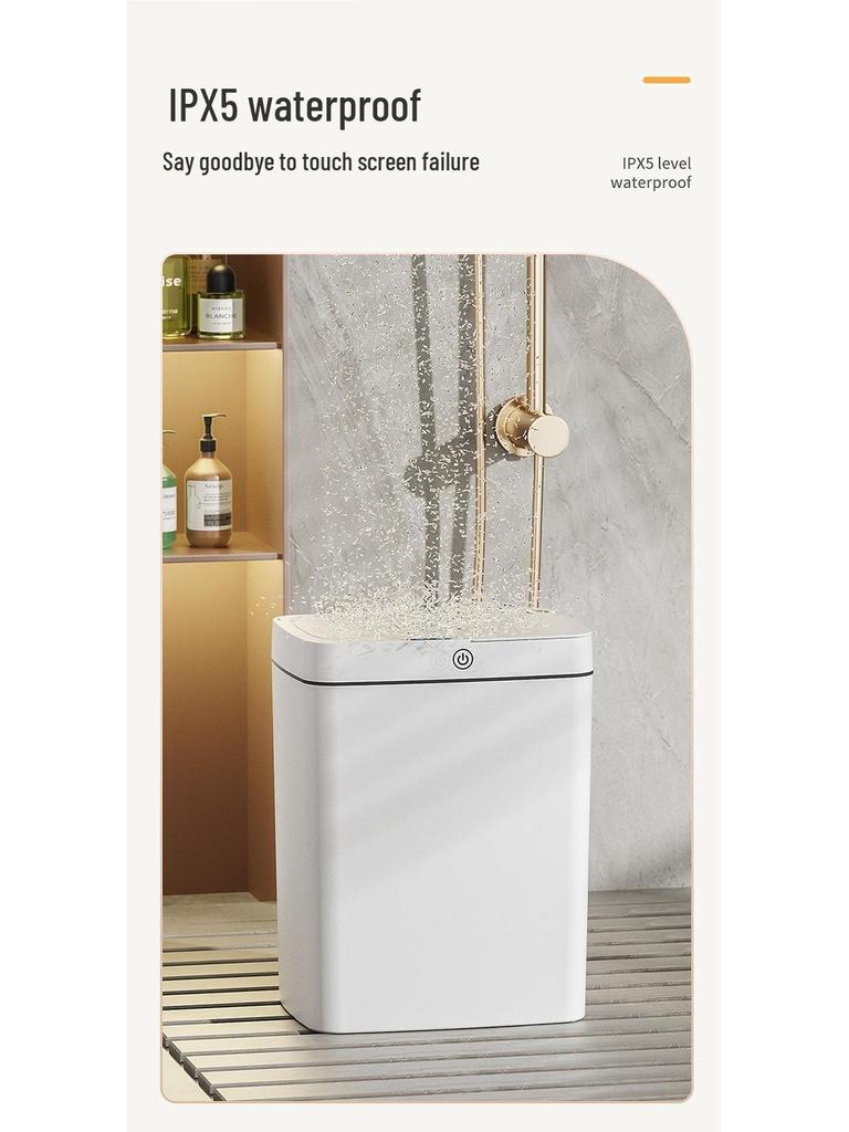 Hands-Free Automatic Trash Can with Smart Lid for Bathroom Use