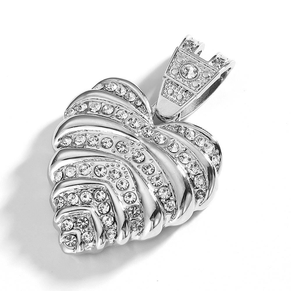 Full Diamond Flower Love Alloy Pendant Hip Hop Necklace Design Sense Personality Men S And Women S Necklace