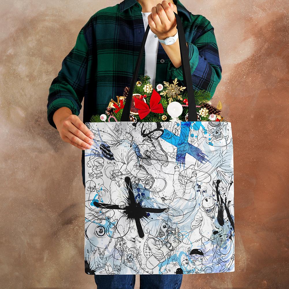 Abstract Print Casual Shoulder Bag Women Canvas Shopping Reusable Tote Bag 2022 Harajuku Travel School Book Beach Handbag CLE