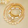5Pcs/Set Bohemian Daisy Flower Heart Bracelets Sets for Women Vintage Gold White Color Crystal Infinity Symbol Bracelets Jewelry
