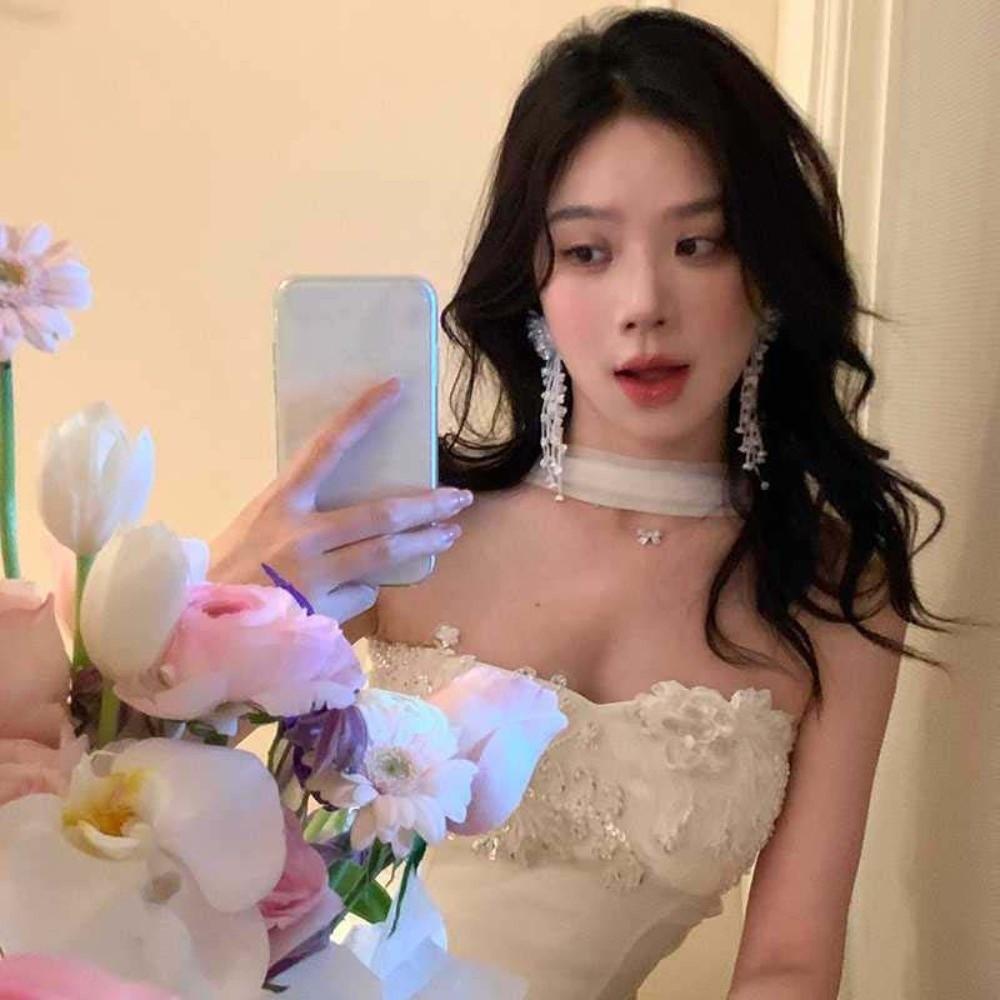 Luxury Floral Tassel Earrings Zinc Zinc Alloy Long Ear Drop Summer White Flower Earrings  Gift