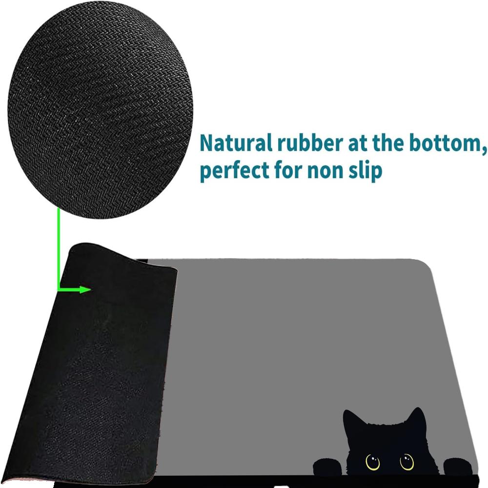Black Cat Kawaii Mouse Pad White Deskmat Minimalistic Gaming Laptop Large Mousepad Anime Office Carpet Gamer Keyboard Mouse Mats