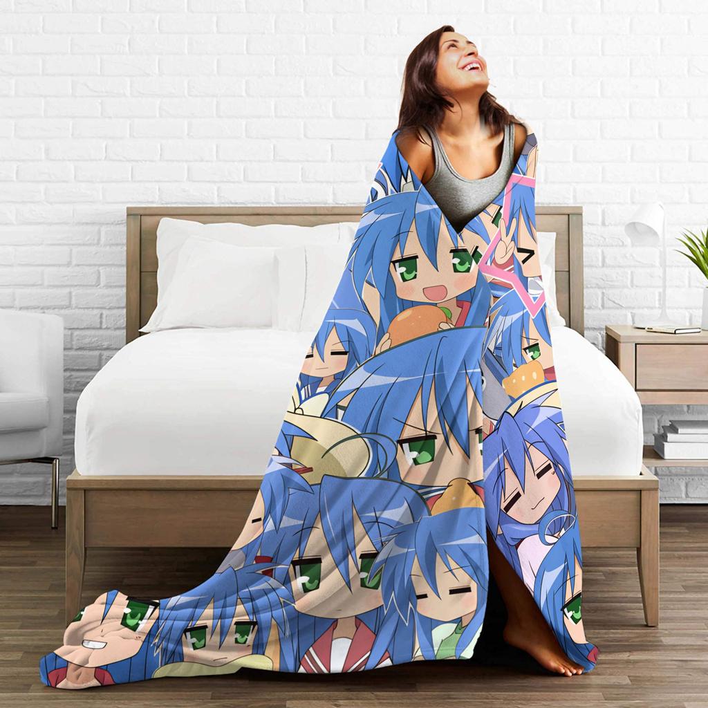 Konata izumi L-Lucky S-Star Blankets  Warm Soft Novelty Plush Throw Blanket For Boy Girl Bed Flannel Bedspread Bed Cover