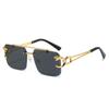 Retro Square Rimless Sunglasses Seaside Cheetah Decoration Frameless Gradient Lens Eyeglasse Outdoor UV Protective Eyewea