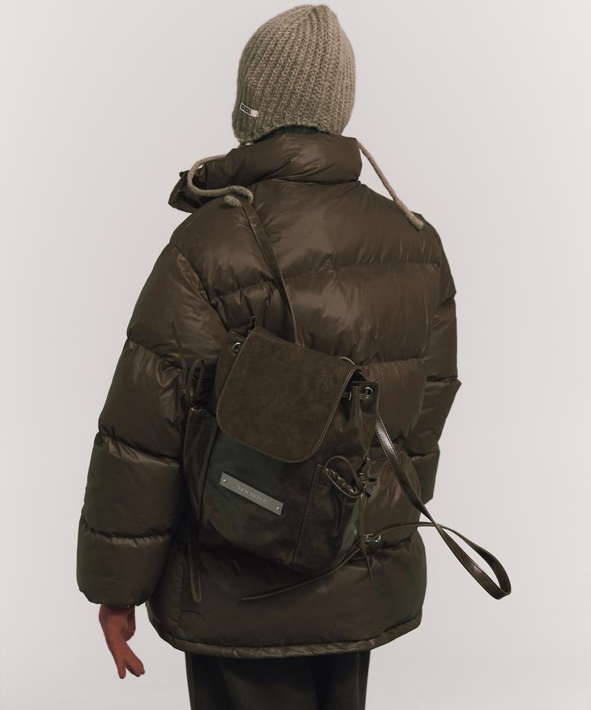 Nick&Nicole Crystal Leather Shirring Backpack_Brown