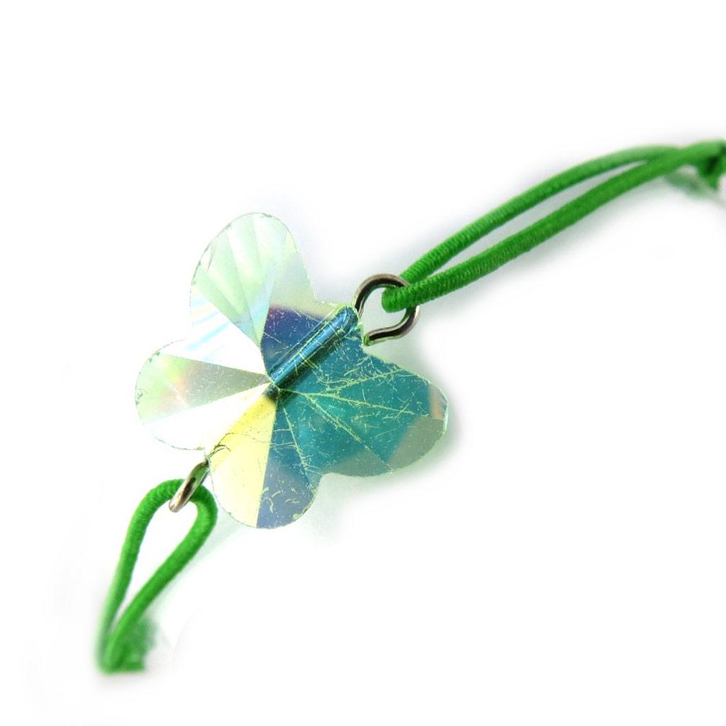 Les Trésors De Lily [N0253] - Green 'Crystal' Elastic Bracelet (butterfly)