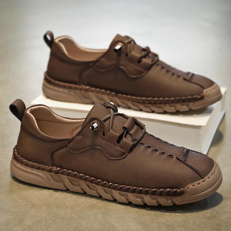 Classic Leather Shoes Men Casual Sneakers Handmade Outdoor Men Shoes Leather Moccasins Man Flats Shoes