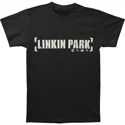 Herren Linkin Park Grafik T-Shirt Slim Fit 220gsm Schwergewicht Baumwoll T-Shirt Klammer Band Emblem Druck Schwarz Lässig Kurzarm