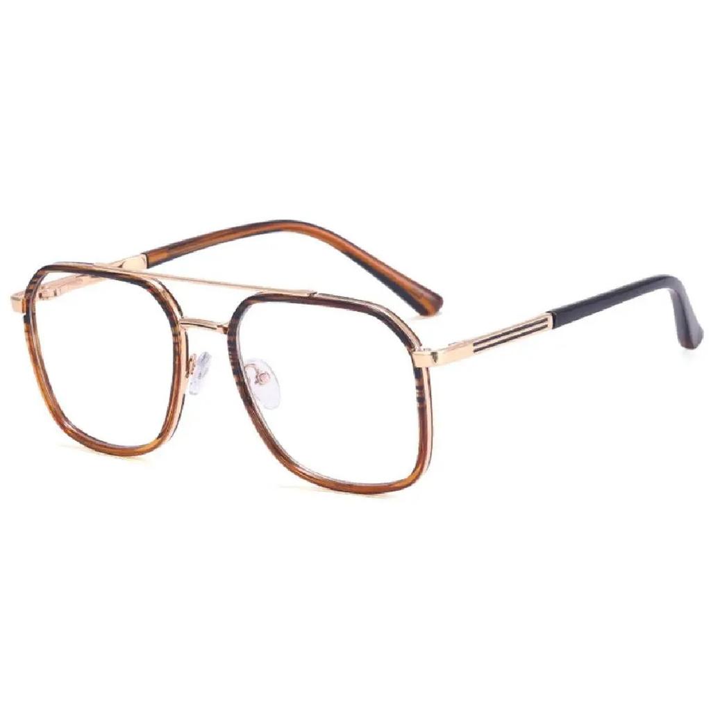 Retro Square Metal Big Frame Eyewear +1.75 Men Reading Glasses Stylish Designer Double Bridge Anti Blue Light Hyperopia Glasses