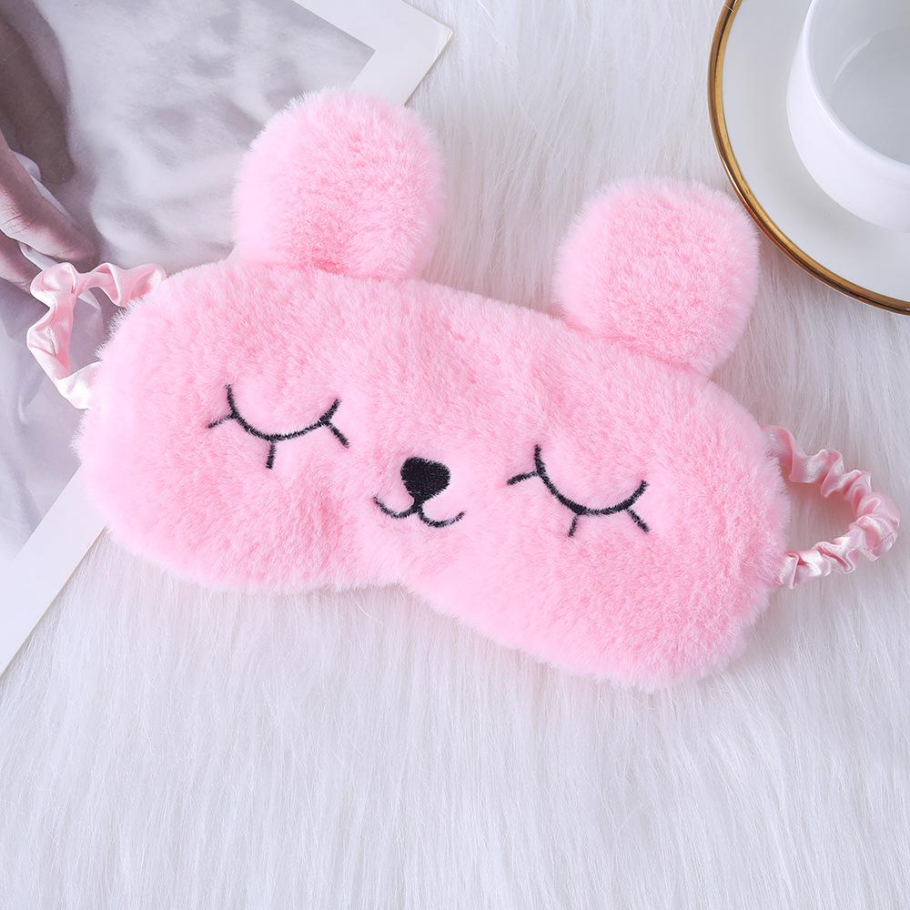 Unicorn Ears Plush Eye Mask with Embroidered Rabbit Design for Sleep Shading