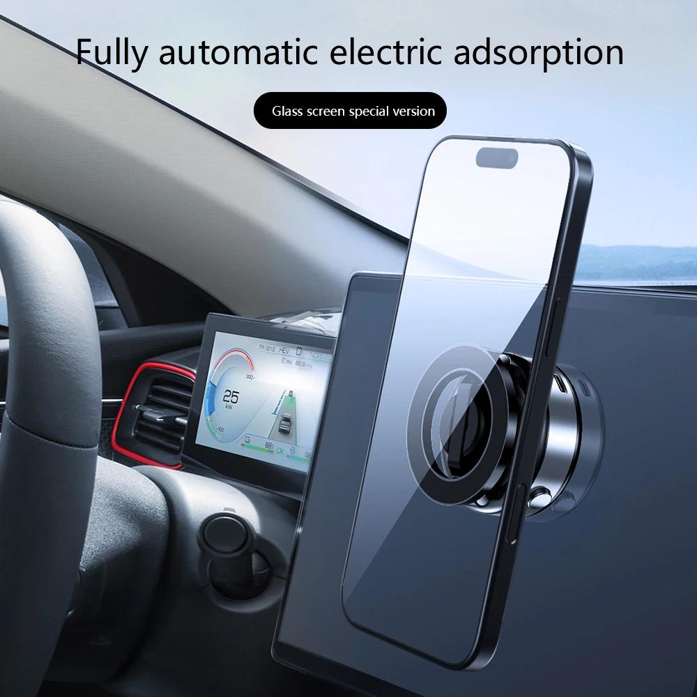 Foldable Magnetic Phone Mount 360 Degree Rotation Vacuum Suction Phone Holder With Quick Release Button Electric GPS Bracket