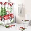 Christmas Shower Curtain Floor Mat Combination Four-Piece Set Bathroom Toilet Carpet Shower Room Mat Foot Mat