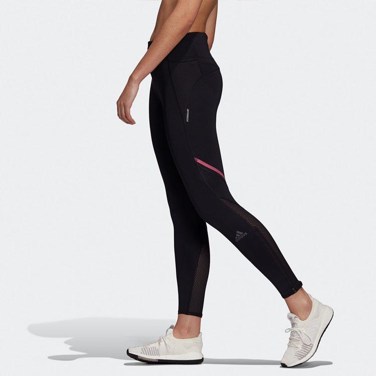 Adidas Logo Reflective Moisture-Wicking Tight Running Pants Women bottoms Black FM7633