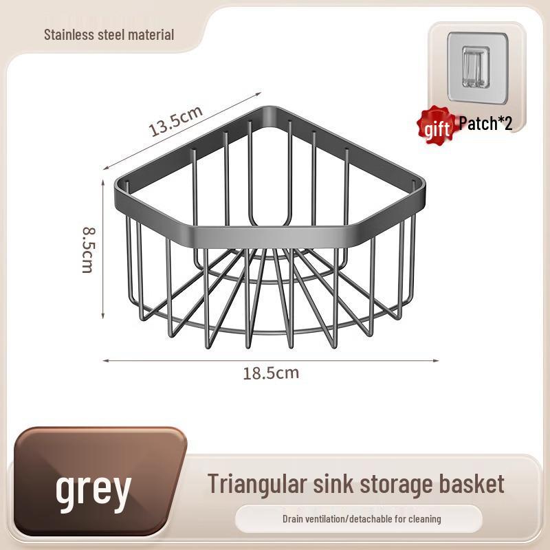 Sink Corner Rack: Kitchen Storage & Draining Rack for Sponge, Faucet, Dishwashing Supplies & Rag Holder
