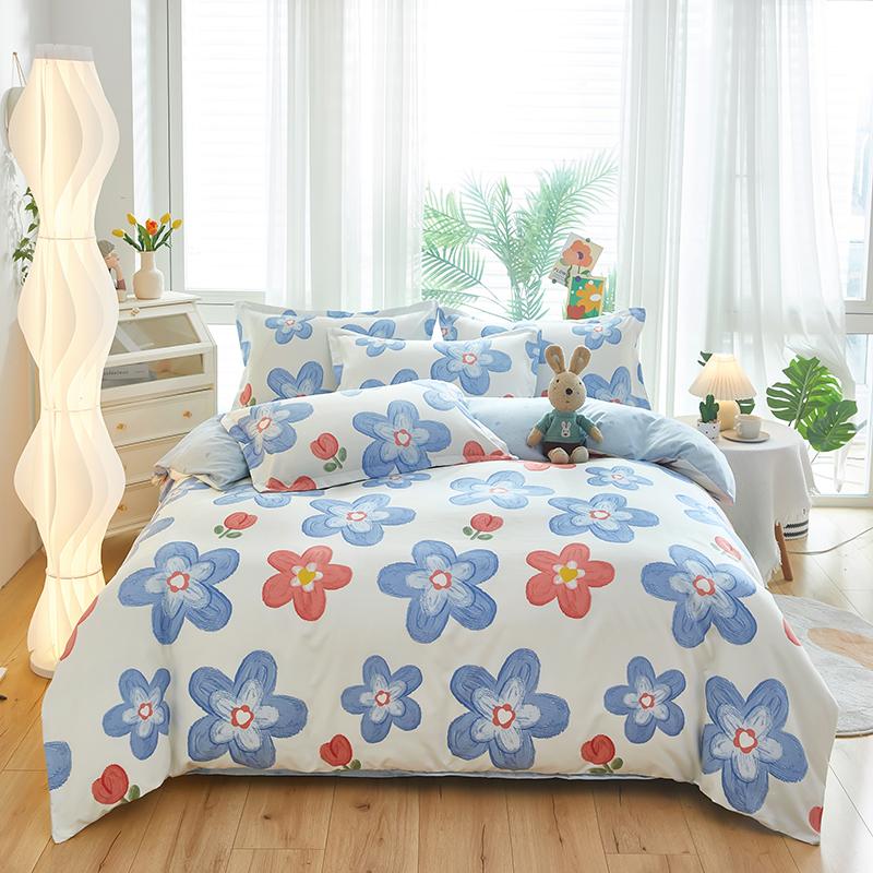 Kawaii Cartoon Dinosaur Duvet Cover Twin Queen Botanical Floral Bedding Set Pink Strawberry Comforter Cover with 2 Pillow Sham