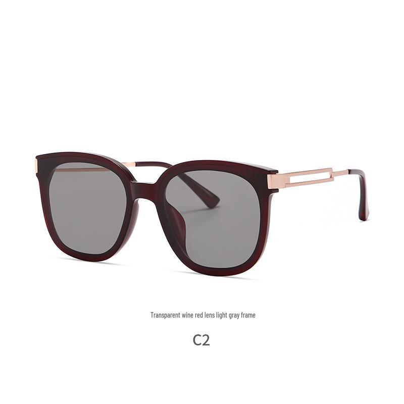 Women's Retro Square Acetate Sunglasses: Large Frame, High-End Feel, Face Slimming, Sunshade & Driving-Specific.