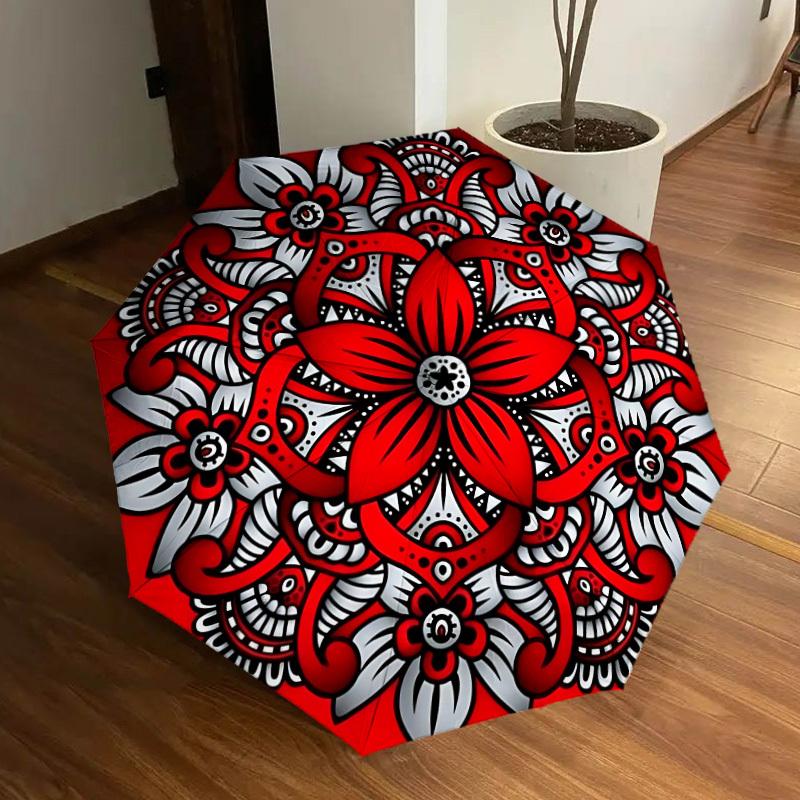 

1pc Floral Mandala Design Automatic Open/Close Umbrella, Formal Events - Ideal Gift for Family or Friends, Outdoor Accessory yy251211181