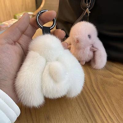 Coniglietto Peluche Giocattolo di Peluche Coniglio Pelliccia Portachiavi Soffice Morbido Carino Accessori Pelosi Portachiavi Peloso Regalo Per Ragazze Bambini