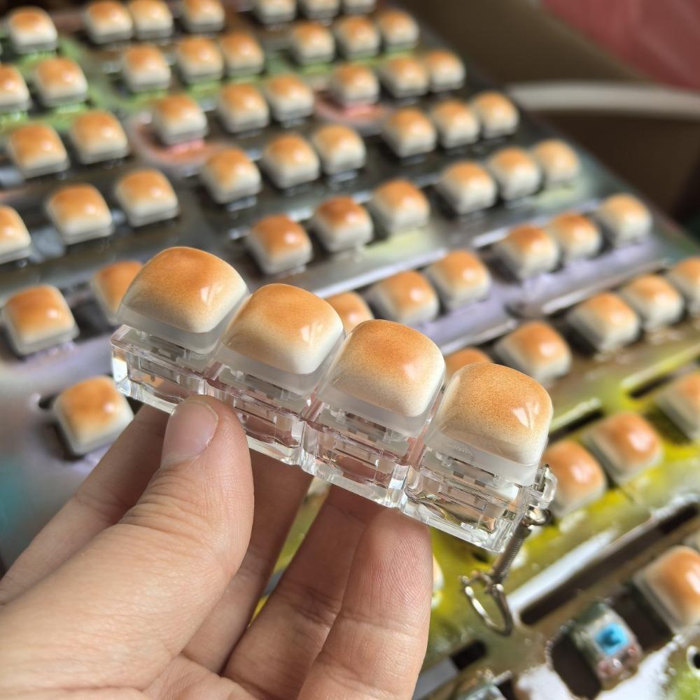 New Caramel Bread Design Fidget Keychain Keys Button Keycap Button Keycap Keychain Steamed Bread Pass The Time Clicker Toy Adult